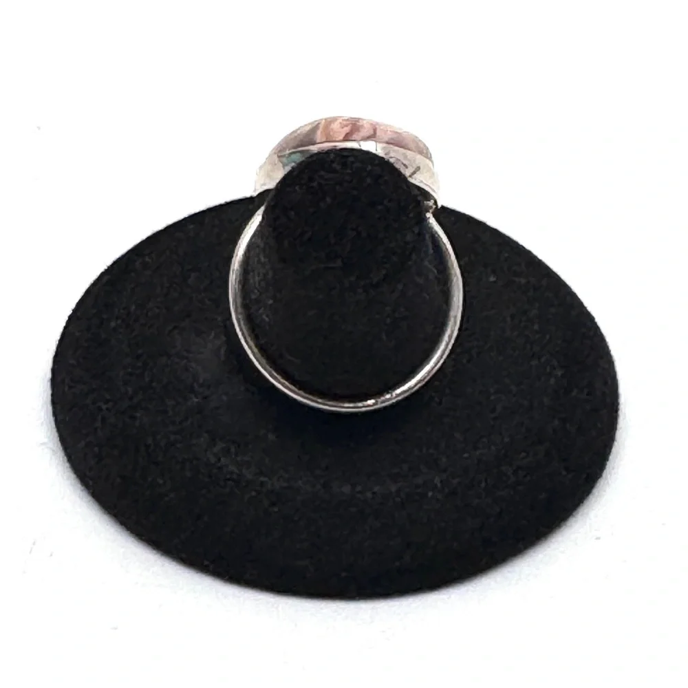 Vintage Pink Rhodochrosite Sterling Silver Statement Ring Size 8